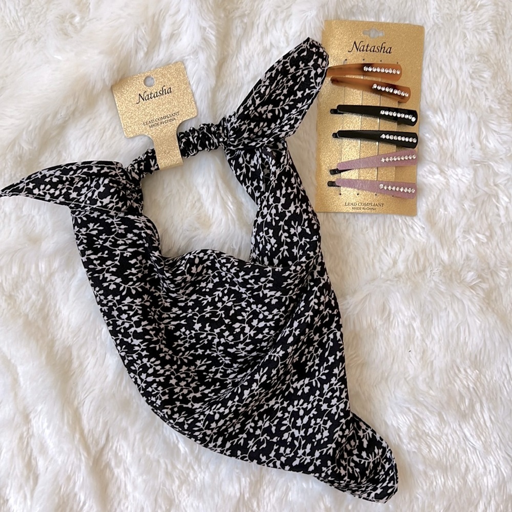 NWT Natasha hair accessory bundle/lot of hair clips and hair bandana